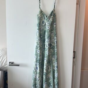 Floral soft slit midi-maxi dress